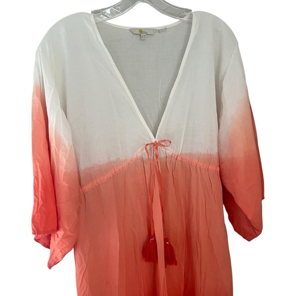 BODEN Maxi Long Empire Kaftan Orange Dip Dye Kimono Beach Cover Up Dress US 6 - Picture 4 of 10